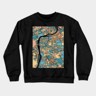 Prague Map Pattern in Mid Century Pastel Crewneck Sweatshirt